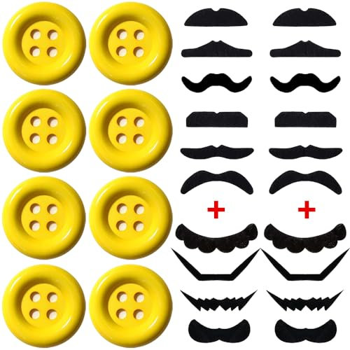 iZoeL 8X Knöpfe 38mm XL Gelb Karnevalknopf für Mario und Luigi Kostüm Accessorie Faschingkostüme Accessorie Mause Halloween Fasching Motto Party Kostüm-Zubehör