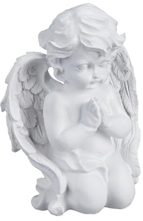 Relaxdays Décoration pour Une Tombe, Ange priant, résiste aux UV, au Gel, aux intempéries, HLP 20x15x11 cm, Blanche