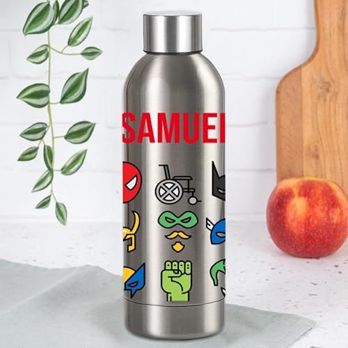 Wanapix | Botella Agua Personalizada | Regalo Día del Padre | Acero Inoxidable | Botella Térmica | 800ml | Regalo Original Hombre | Superhero
