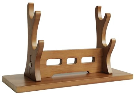 ROYUMI Katana Halterung Schwertständer aus Massivem Holz, Horizontaler Katana-Samurai-Schwertständer, Schwerer Wakizashi-Tanto-Lichtschwertständer für Zuhause Oder Büro (Size : 2-Tier 19cm (7 1/2))