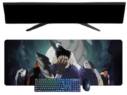 ButkUs Uchiha Obito Tapis de Souris XXL, 800x300mm, Tapis de Souris Clavier Gaming imperméable et 3mm Base en Caoutchouc antidérapant Surface Texturée