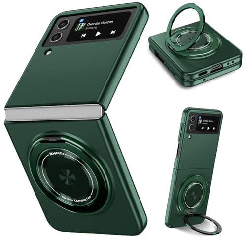 ZHOZEXIN Compatibile con Samsung Galaxy Z Flip 4 Custodia, Protezione Magnetica Cerniera, PC Opaco Antiurto con Impugnatura Protettiva Antiscivolo per Samsung Galaxy Z Flip 4 5G (Verde)