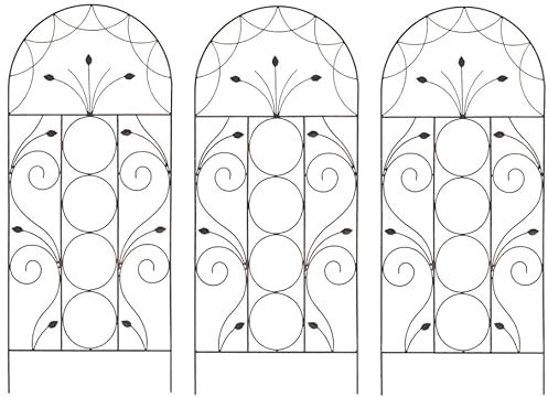 Pack of 3 x Leaf Design Metal Garden Trellis (120 x 50 Centimeter)