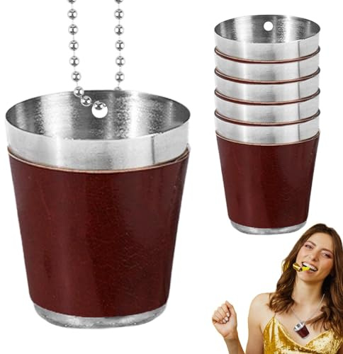 Wine Glass Necklace - Portable Wine Holder, Hands Free Drinking Accessory | 30ml Multicolor Stemless Wine Glass Set, Multifunctional Wine Glass Cord for Party,