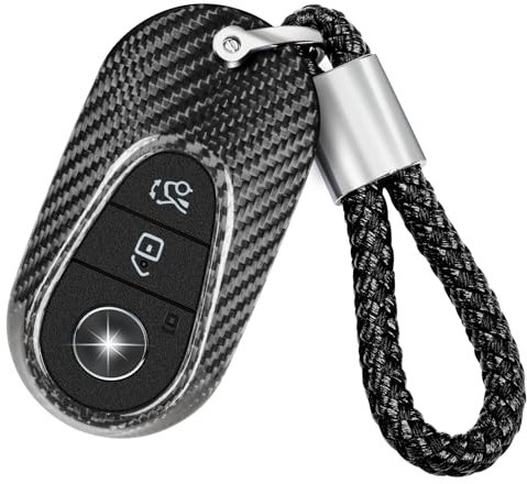 T-carbon Schlüssel hülle Autoschlüssel Hülle Schlüsselbox,Kohlefaser Schlüsselhülle kompatibel mit A B C E S Klasse G Klasse C Klasse 2020-2023 2024, Schlüsselhülle Cover Silber Schwarz