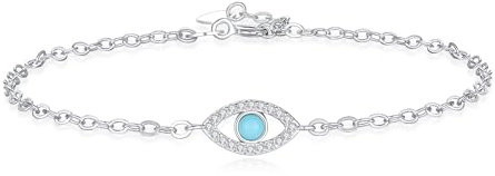 COAI Damen Evil Eye Charm Armband mit Türkis und 925 Sterling Silber Kette Glücksarmband für Frauen