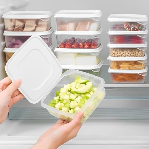 Iwinna Frischhaltedosen mit Deckel – 650 ml Behälter zum Mitnehmen von Mahlzeiten, 10 Stück Kunststoff-Kühlschrank-Organizer, transparente Behälter, wiederverwendbare Aufbewahrungsboxen für Küche,