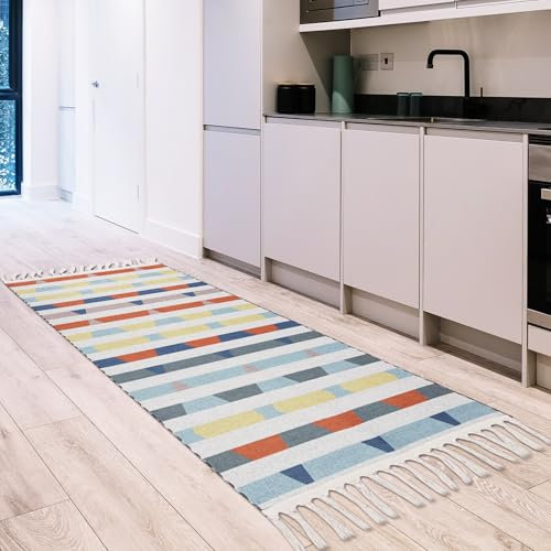 Terafeels Area Rugs Boho-Teppich für Badezimmer, Eingangsbereich, waschbar, Küchenteppich mit Quasten, fusselfrei, niedriger Teppich, für Wohnzimmer, Büro, Waschküche, Flur, Läufer 105080
