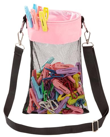 KGMCARE Wäscheklammerbeutel mit Haken zum aufhängen, Wäscheklammern Beutel für bis zu 100 Wäscheklammern, Indoor und Outdoor geeignet (Rosa)