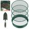 OROMYO Tamis de jardin rond 4 en 1 - 30 cm - En acier inoxydable - Avec 4 tamis interchangeables et pelle de jardin - Tamis à jeter pour terre, compost, semences, sable