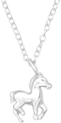 Monkimau Pferd Kinder Premium Halskette 925 Silber | Hypoallergen Kinderohrringe | Mädchen Schmuck Geschenk Geschenkidee
