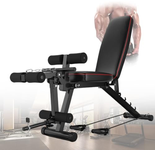 ypuxil Hantelbank mit Gewichten Gym Bench Extra stabiles Design mit 200 kg, hochwertigem Memory-Schaum und rutschfestem PU für Ganzkörpertraining Black,162cm