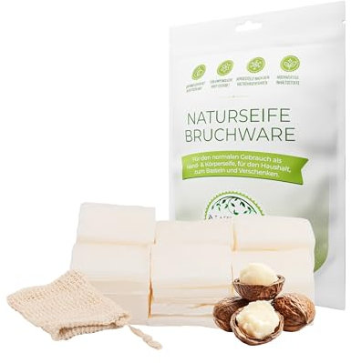 Nature Cosmétique® Savon Brisé Beurre de Karité - Pour Peau Sèche - Avec Cire D'Abeille Naturelle Vitamine E - Fragments De Petite à Moyenne - Fait Main En Allemagne