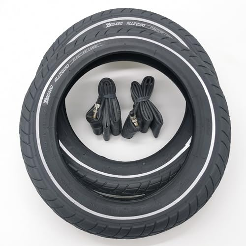 2X BY-101 Reifen 12 Zoll 12x2.0 | ETRTO 50-203 | 1mm Pannenschutz & Reflexstreifen + Schläuche DV gerades Dunlop-, Blitz-, Fahrrad Ventil Beyond Allround Decke Mantel Fahrradreifen