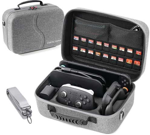 STARTRC GAMES Switch 2 Tasche für Nintendo Switch 2 (2025), All-in-one-Tasche mit Spielkarten Slots, Tragetasche für Nintendo Switch 2 Console Pro Controller und Zubehör (Grau)