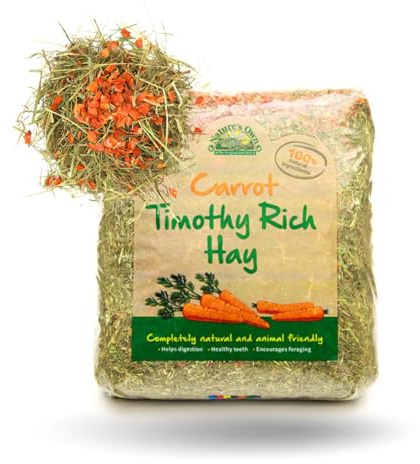 Nature's Own Timothy Hay With Added Carrots Animal Pet Natural Feed - For Rabbit Guinea Pig Chinchilla Hamster & Small Animals - 1 x 1kg