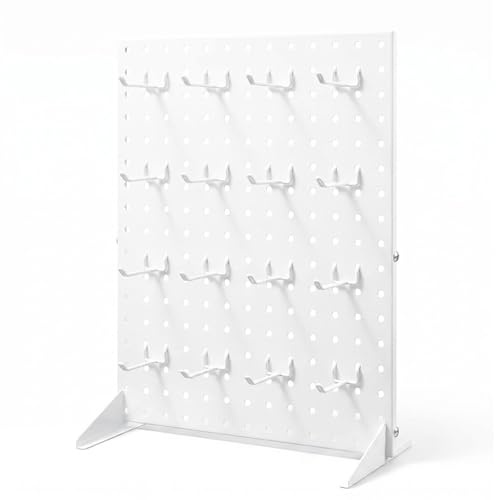 Novelfun Présentoir en panneau perforé avec 16 crochets - Blanc - 43,2 x 33 cm - Pour vendeurs, événements, salons d'artisanat, vente au détail