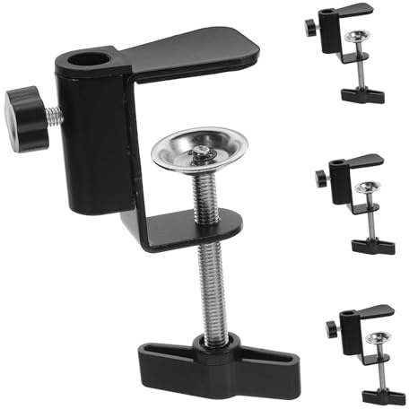 SHINEOFI 4pcs Heavy Duty Metal Desktop C-clamp Mount with Rotating Holder Stand for Camera Microphone Monitor Tablet Flexible Multi-angle Desk Edge Support Clamp for Photography Podcasting