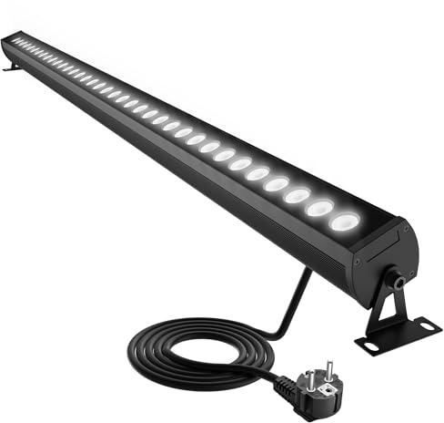 Yotivki LED Außenstrahler 1m IP65 wasserdicht mit Stecker (6000K Tageslichtweiß, 230V) – Superheller LED Flutlicht Wandfluter für Garten, Hof, Carport Außenbeleuchtung