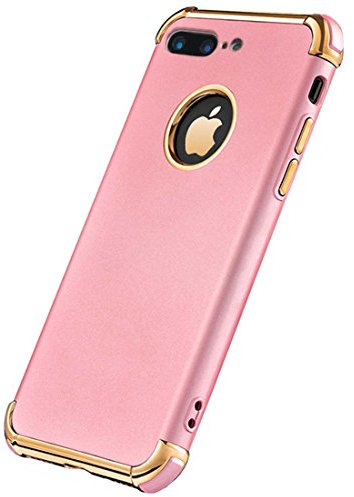 iPhone 8 Plus Coque, Ultra fin Coque iPhone 8 Plus Mat Flexible, Styles 3 en 1 en métal galvanisé résistant aux chocs de luxe Coque, magnétique, Coque de protection pour iPhone 8 Plus rose gold
