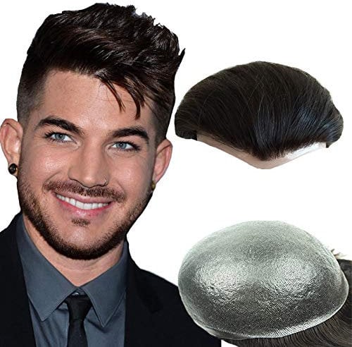 NLW Human Hair Toupee for men hair replacement system Gents hair piece PU Thin Skin toupee 10x8 base Men's wig #1b Off Black