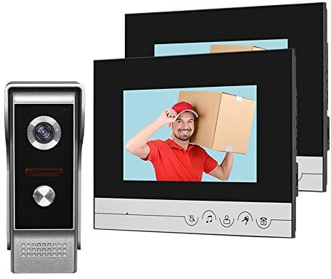 Diginex HFeng - Sistema de intercomunicación de vídeo (2 monitores de vídeo de 7 Pulgadas, Pantalla Clara para el hogar Video Puerta Bell cámara visión Nocturna MAX a 100 Metros