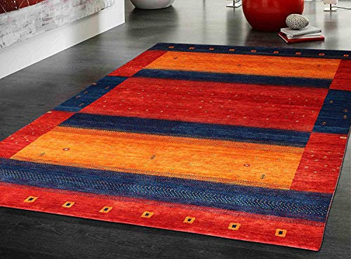 Made by Weaver Gabbeh Loribaft Orient Teppich, traditionelles indisches Design, Rot / Rot, Wolle, multi, 250x350 cm
