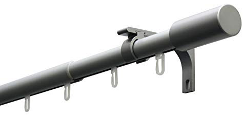 GARDINIA Gardinenstangen Set Paros, 1-Lauf, Ø 22/19 mm, Metall, Edelstahl-Optik, 100-190 cm