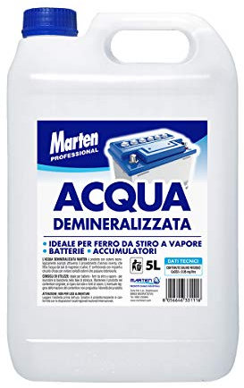 Acqua DEMINERALIZZATA per BATTERIE ACCUMULATORI E Ferri da Stiro da 5 LT