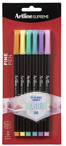Artline Supreme Fineliner Pastellstifte, 0,4 mm, 6 Stück, sortiert