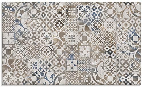ARTLAND Spritzschutz Küchenrückwand Küche Herd Glas mit Motiv 100x60 cm Fliesenoptik Mosaik Fliesen Landhaus Muster Abstrakt Retro Grau U1RD