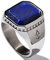 Rock and Steel Herren Ring Siegelring mit Lapis Lazuli Stein, Edelstahl (Silber, 58 (18.5 mm))