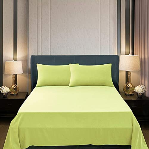 Intimitaly® Set Lenzuola Matrimoniali E Singole Completo Letto 100% Puro Cotone, Lenzuola e 2 Federe, Biancheria da Letto Tinta Unita (Verde Mela, Singolo)