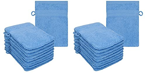 Betz 20 Stück Waschhandschuhe Waschlappen Premium Größe 16x21 cm 100% Baumwolle Farbe hellblau