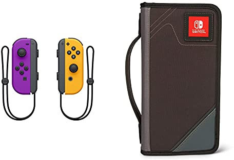 Nintendo Controller Set da 2 Joystick, Viola Neon e Arancione Neon + Custodia Folio
