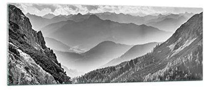 Glasbild 140x50cm Wandbild Glasdruck Schwarz-Weiß Landschaften - 4560