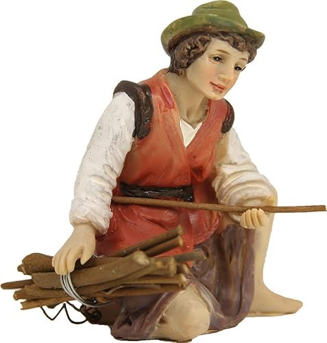 dekoprojekt Krippenfigur Hirte kniend mit Holzbündel