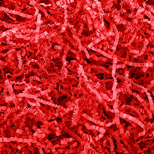 Papier froissé déchiqueté de remplissage pour boîte cadeau, papier froissé métallique déchiqueté froissé pour herbe de Pâques, mariage, anniversaire, sacs (rouge, 0,5 kg)