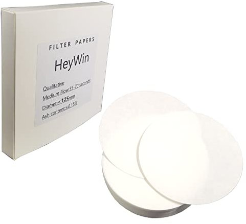 HeyWin Carta da filtro qualitativa, confezione da 100, utilizzata per esperimenti scientifici di carta Fliter, anche carta da filtro per imbuto (125 mm)