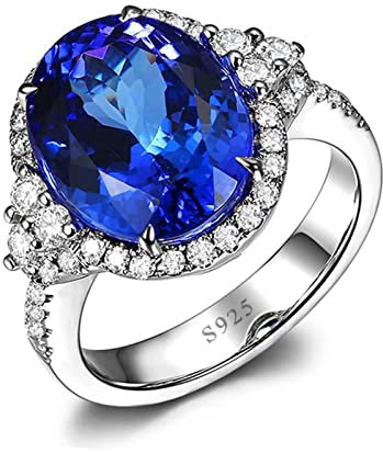 Zarter Silberring Damen Ehering mit Gravur Blau Oval Zirkonia Sinnvolle Geschenke für Freundin Größe 63 (20.1)
