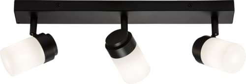 Knightsbridge 230V IP44 G9 Triple Bar Spotlight with Frosted Glass - Matt Black
