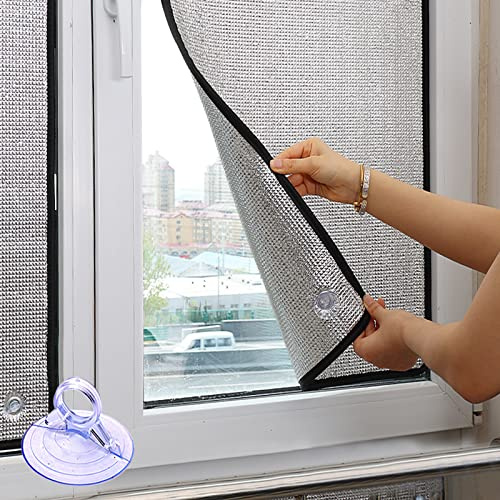 KDDEON Cooling Privacy Window Film,Anti UV Sun Protection Film,Total Blackout Window Film,Sun Roof Insulation Film,Aluminum Foil Sun Visor,8mm,Easy to Disassemble/Reusable,for Home (22''x59'')