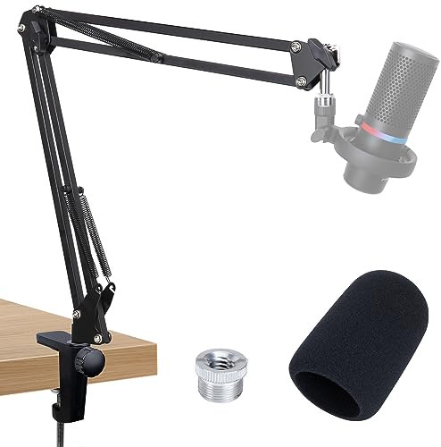 Brazo de micrófono para HyperX DuoCast – Brazo de micrófono compatible con HyperX HyperX DuoCast, soporte de brazo de micrófono con cubierta de micrófono, mejora la calidad del sonido, brazo de