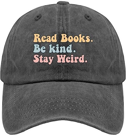 Buchliebhaber Kappe Lesen Bücher Be Kind Stay Weird Baseball Cap für Frauen Lustige Denim Dad Hüte Einstellbar, Pigment Schwarz, Einheitsgröße