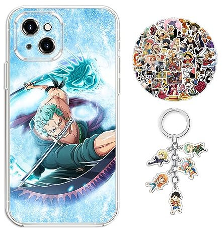Staremeplz Compatible with iPhone XS Max Case One -Piece Anime Design [With Keychain and 50pcs Stickers] Cartoon Transparent Soft Silicona Case for iPhone XS Max