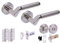 HANDLEZONE® Tucana Door Handles on Rose Bathroom Deadbolt Pack with Ball Bearing Hinges - Dual Polished/Satin Nickel