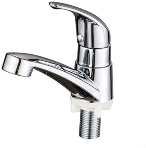 Grifo de lavabo de una sola manija, grifo de lavabo de baño cromado con un solo agujero para fregadero frío para baño, cocina