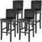 tectake® 4er Set Barhocker, Bistrohocker, Tresenhocker, Barhocker mit Lehne, gepolsterter Barstuhl, Bistrostuhl mit Fußstütze, Holz und Kunstleder, Stuhlbeine aus Massivholz, 107 cm hoch - schwarz