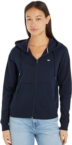 Tommy Jeans Damen Hoodie mit Reißverschluss und Kapuze, Blau (Dark Night Navy), L
