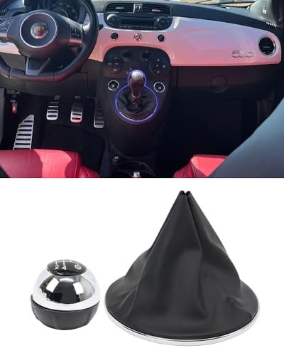 LALAIJDOU Shifter Cover, manuel Shifter Cover 5 vitesses 6 vitesses plaqué Handball Shifter Cover Compatible avec Fiat-500 (5 vitesses Couvercle de changement noir + galvanisé)